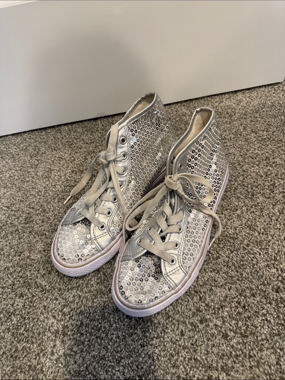 Balera Silver Sequin Dance Sneakers High Top Women’s Size 8